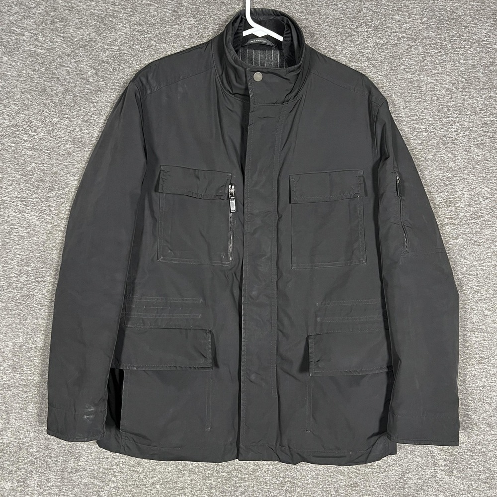 Hugo Boss Selection Jacket Mens 40R Black Field Coat Utility‎ Zip Pockets